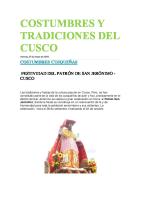 Costumbres y Tradiciones Del Cusco