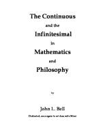 The Continuous and the Infinitesimal in Mathematics and Philosophy